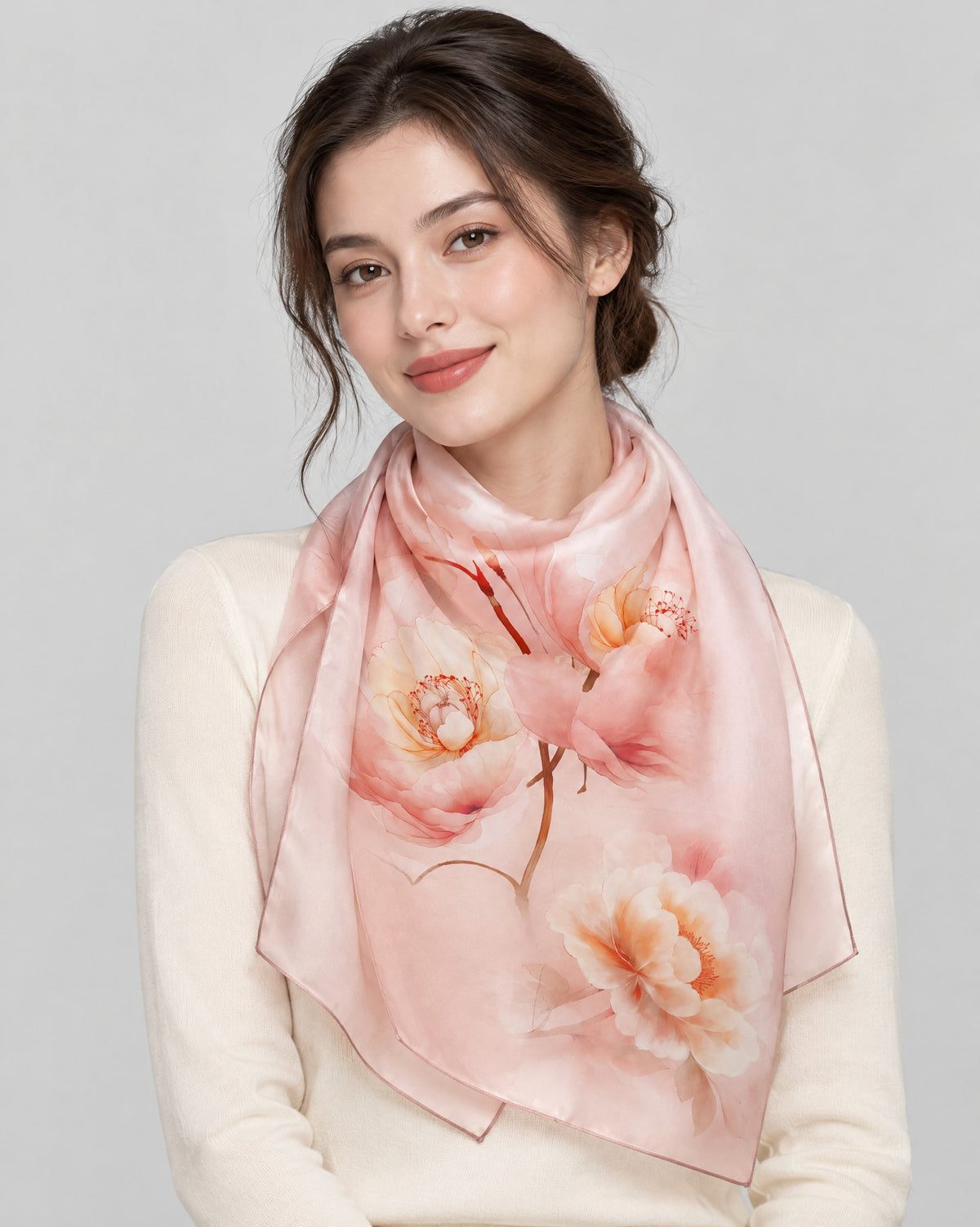 Floral Dream Mulberry Silk Long Scarf – 22 x 68 in
