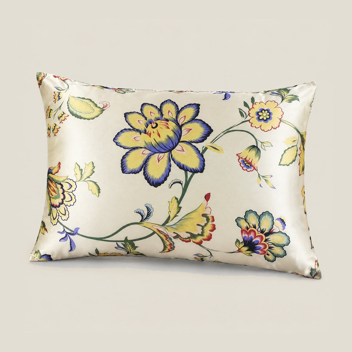 Sunlit Jacobean printed mulberry silk pillowcase