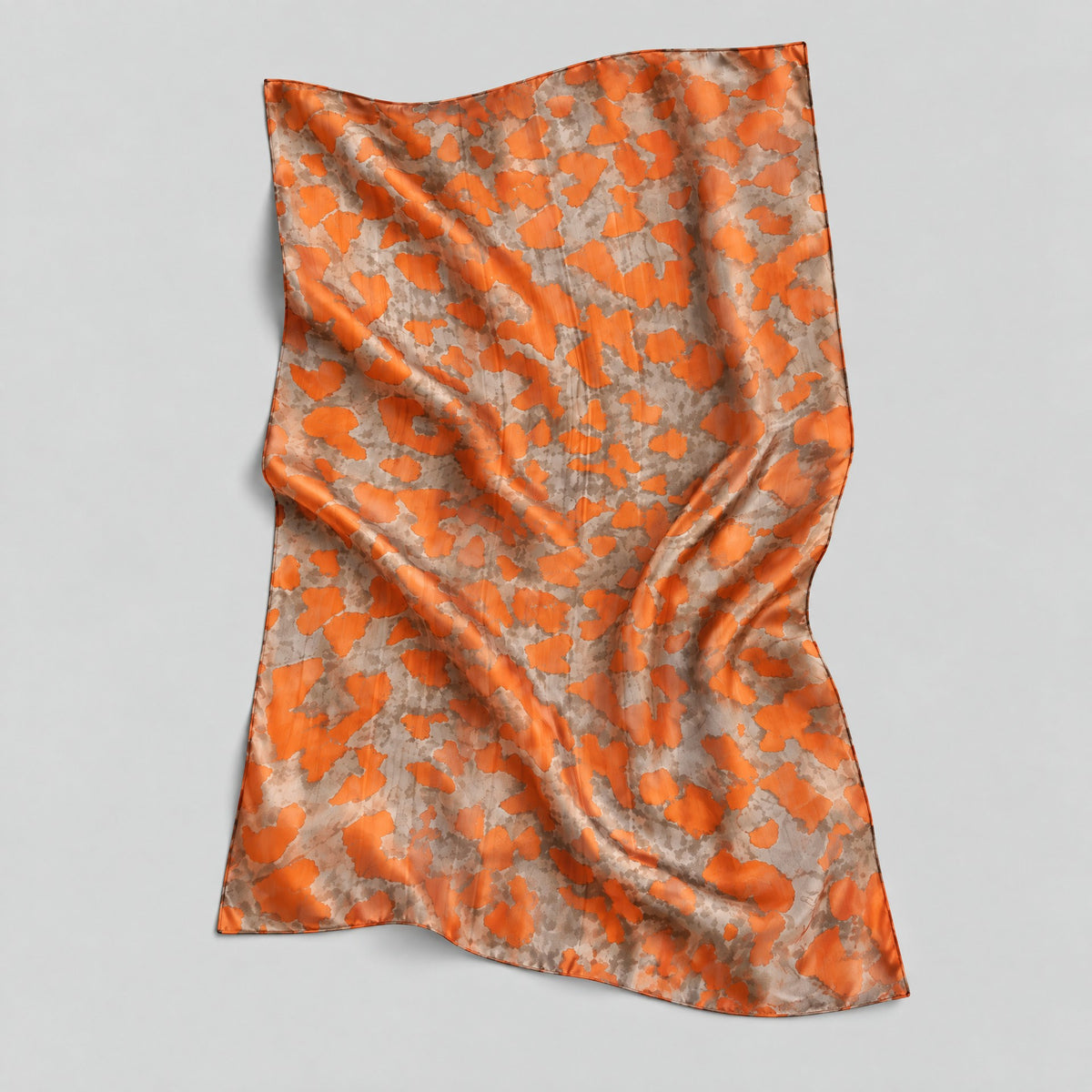 Orange Animal Print Mulberry Silk Scarf – 69 x 43 in