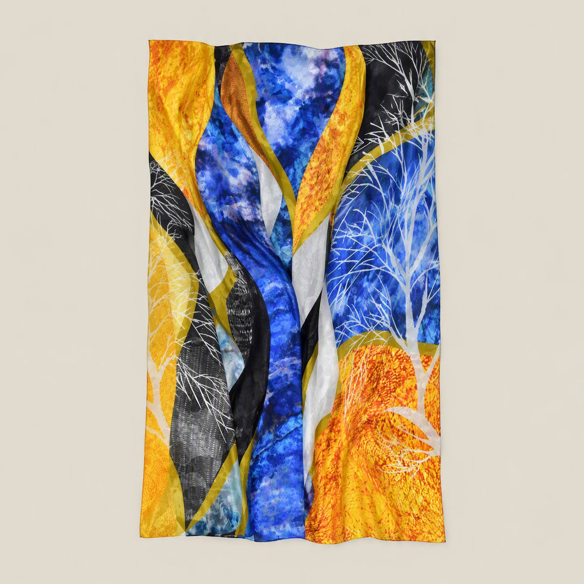 Coral Yellow jacquard mulberry silk scarf