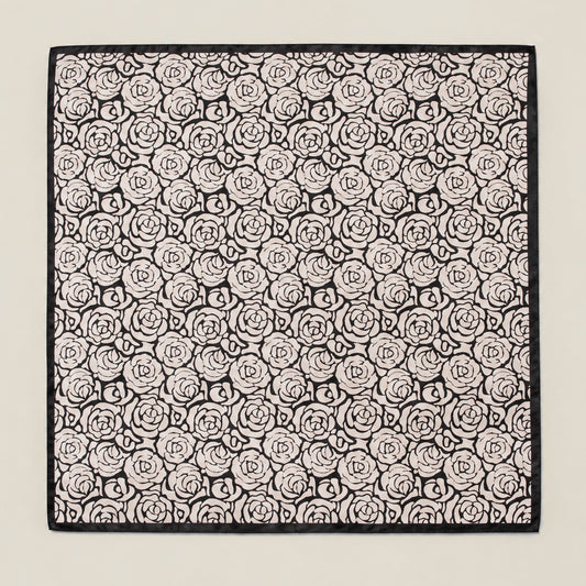 Camellia Shadow mulberry silk square scarf, 26 x 26 in