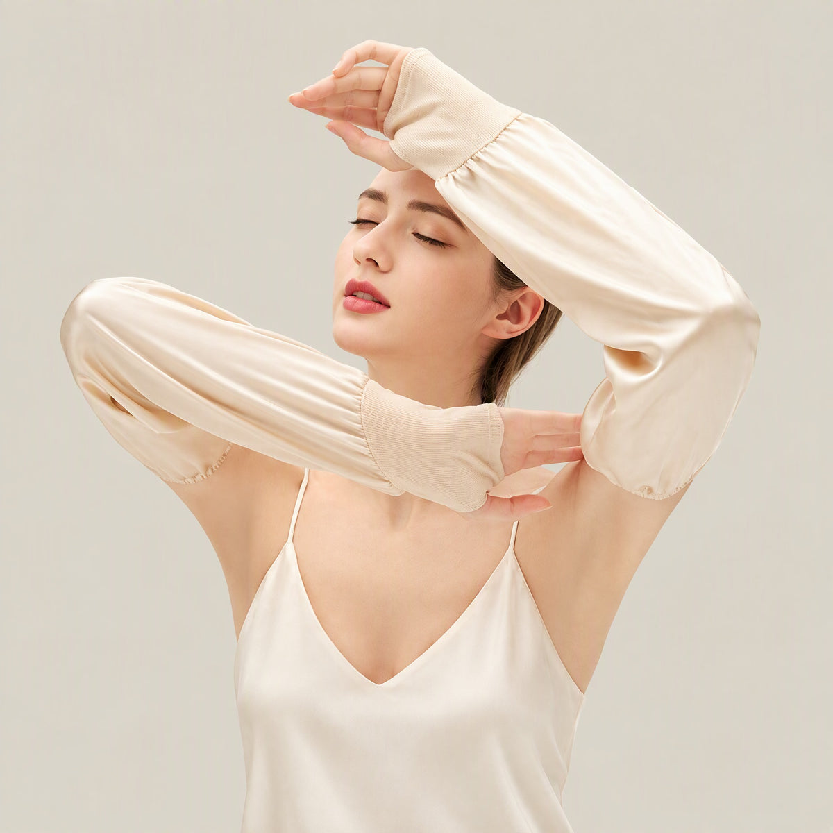 19 Momme Mulberry Silk UV-Protection Arm Sleeves UPF 50+