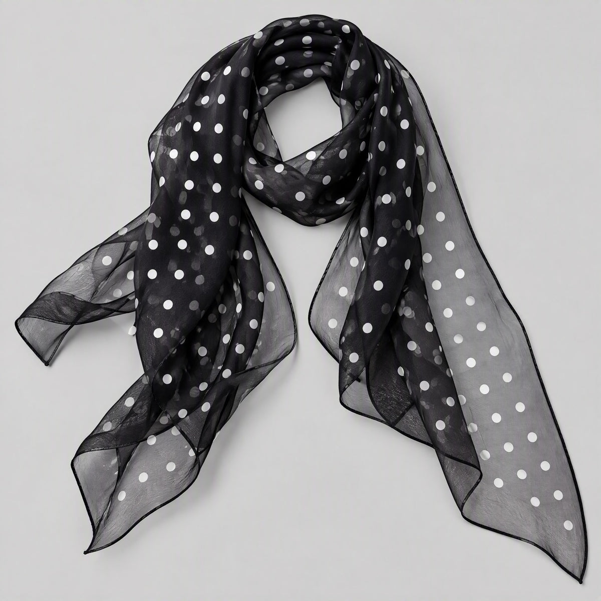 Mini Dot Mulberry Silk Long Scarf – 13 x 63 in