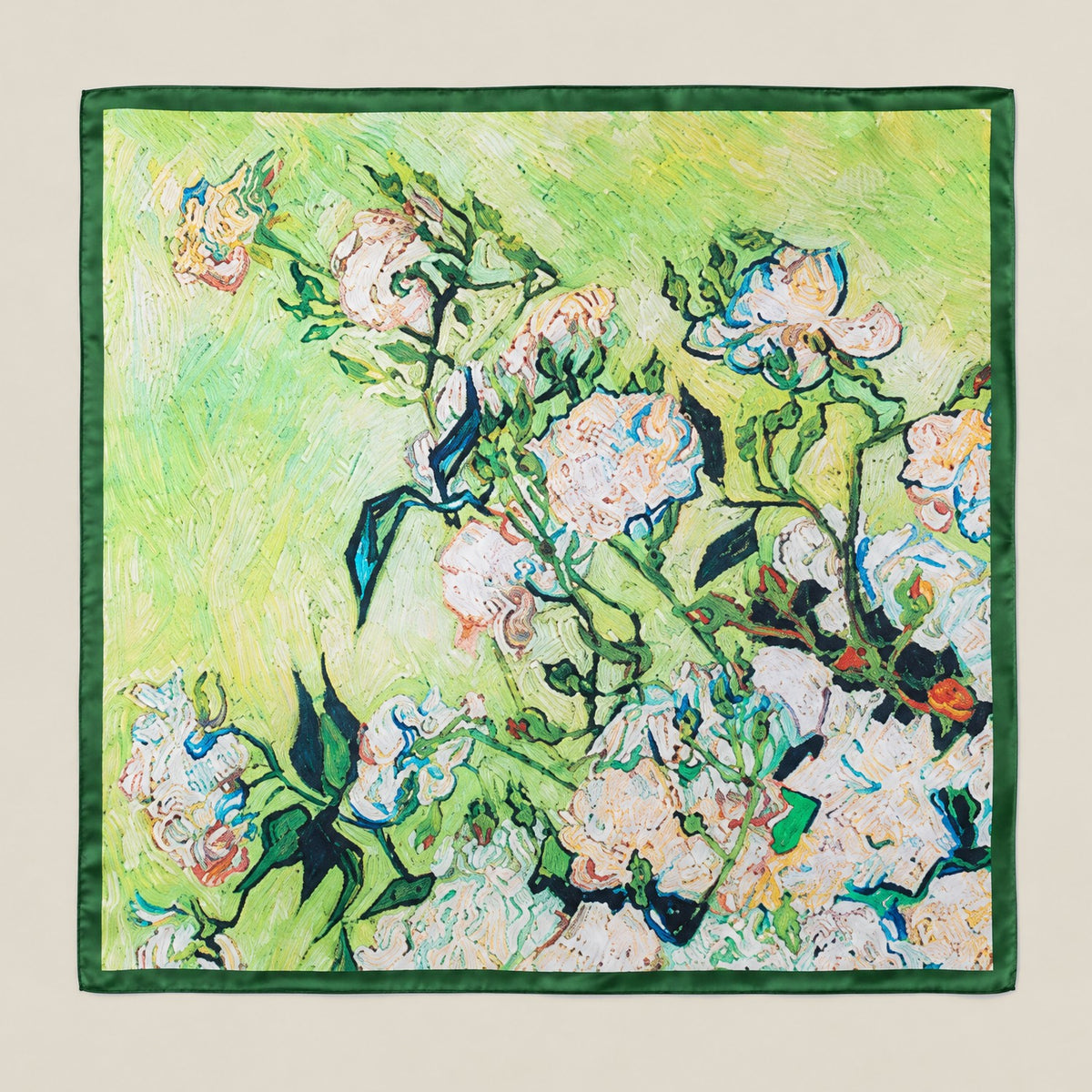 Oil Painting Thorn Rose mulberry silk square scarf