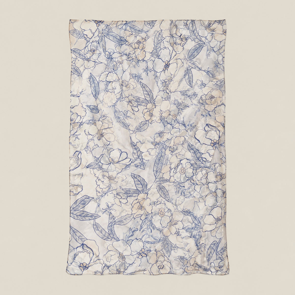 Blue Magnolia mulberry silk scarf