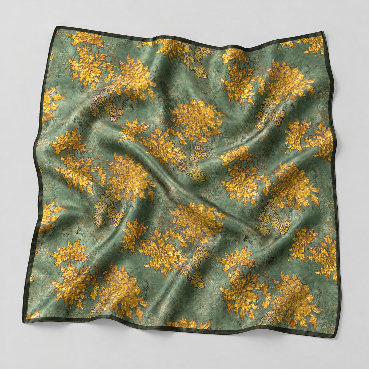 Auspicious Cloud Mulberry Silk Square Scarf – 26 x 26 in