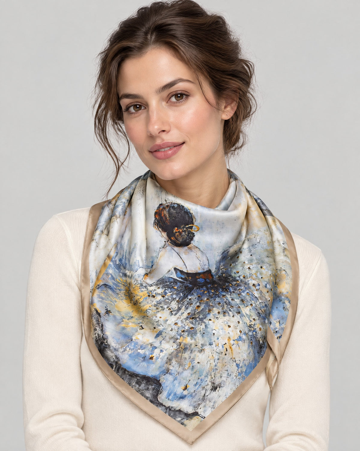Ballet Girl Mulberry Silk Square Scarf – 26 x 26 in