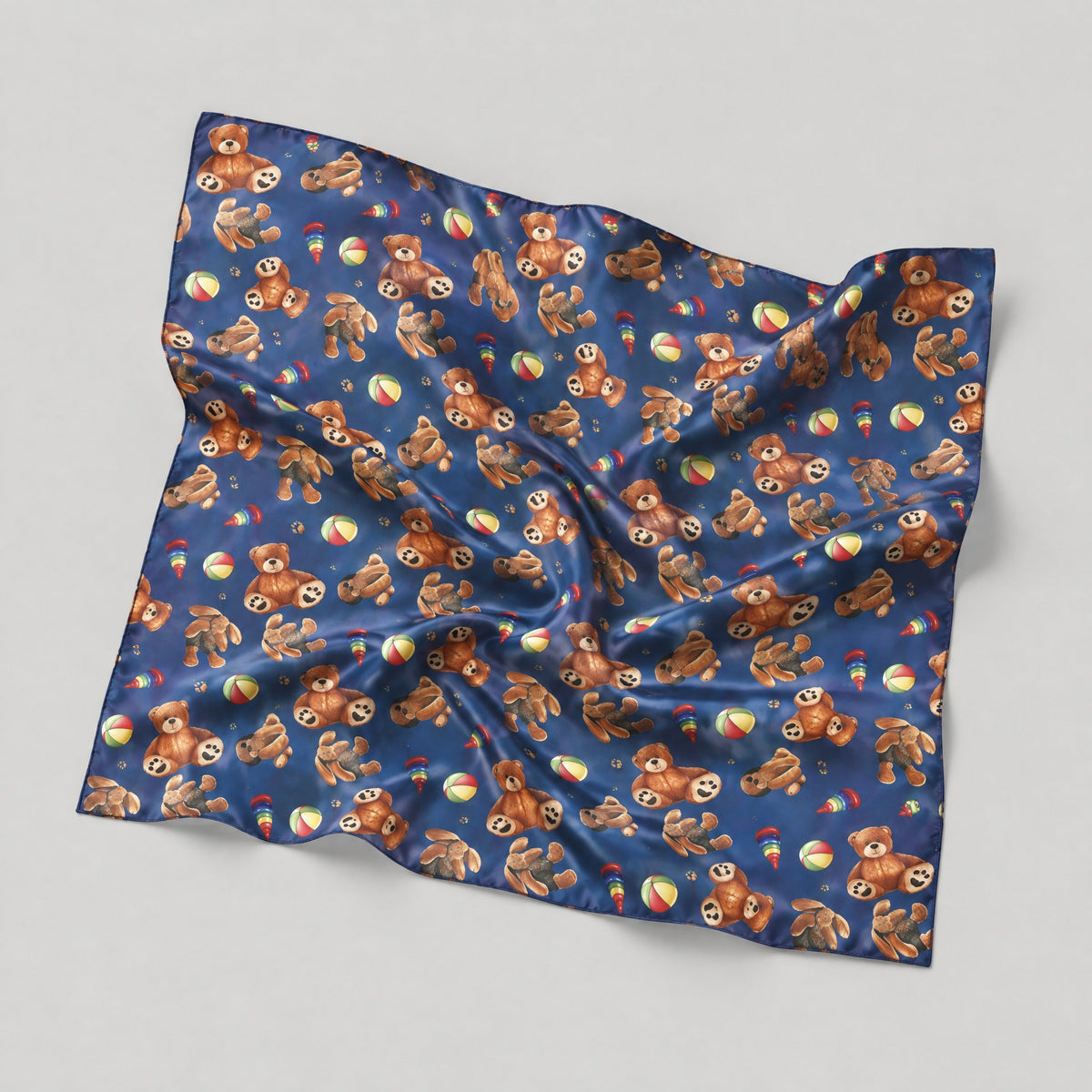 Cute Bear Mulberry Silk Square Scarf – 43 x 43 in