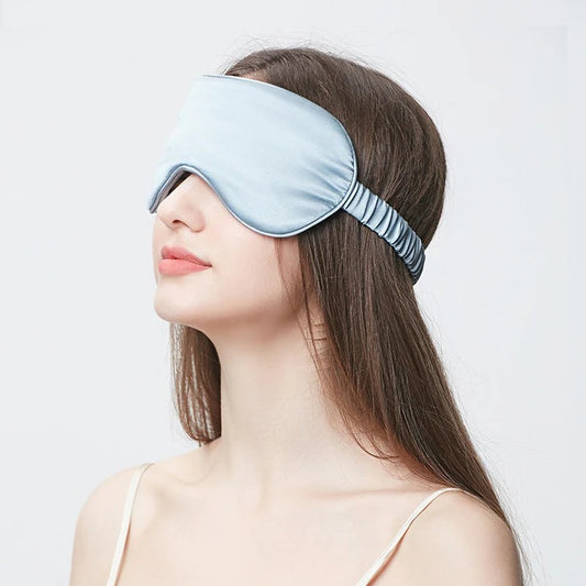 Solid 100% Mulberry Silk Sleep Set – Eye Mask, Headband & Scrunchie, Light-Blocking