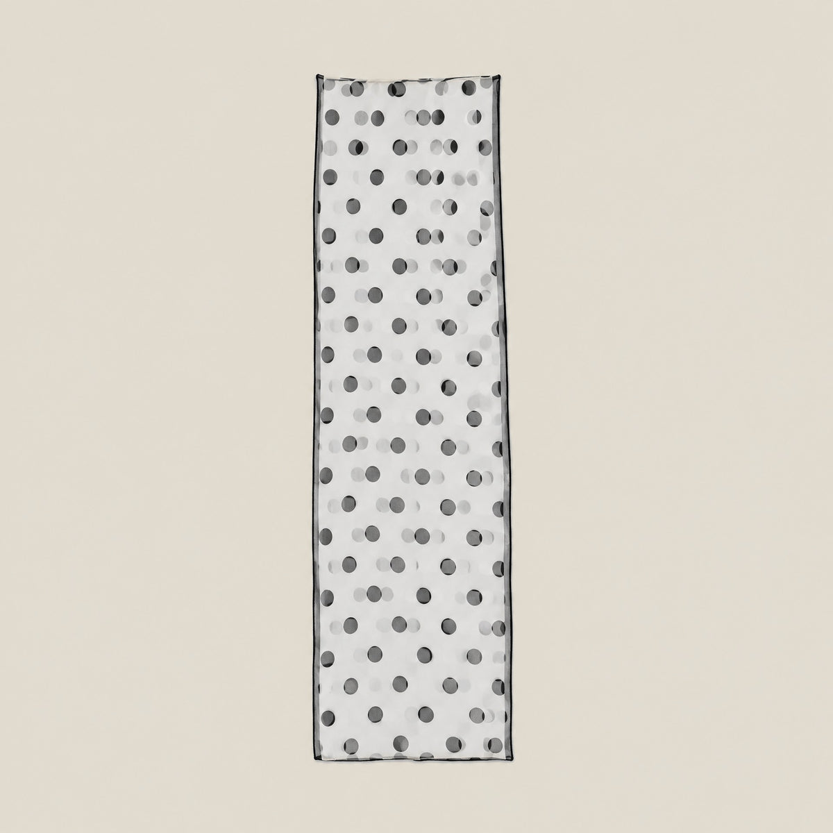 Black polka dot mulberry silk long scarf
