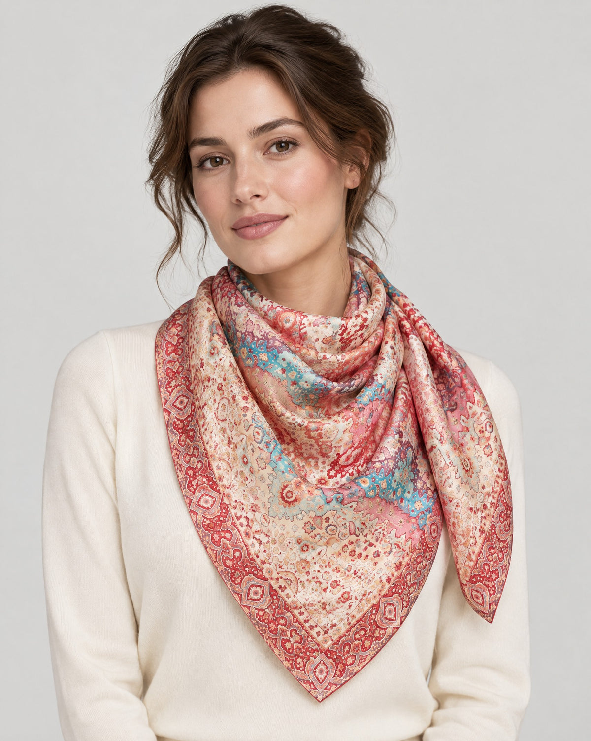 Pink Bohemian Mulberry Silk Oversized Scarf – 69 x 43 in