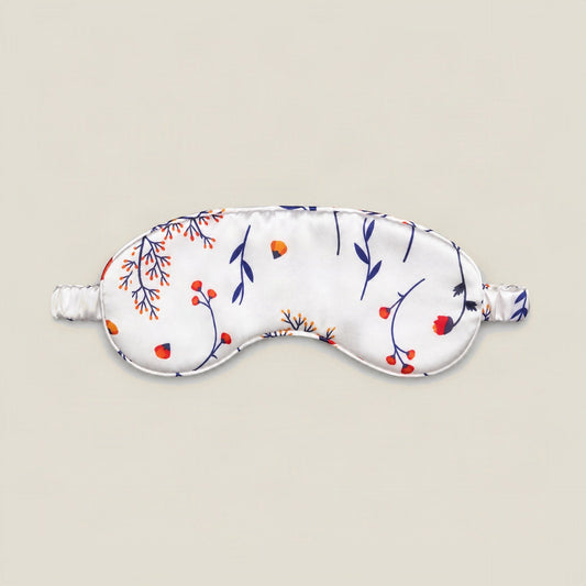 Autumn White printed mulberry silk sleep eye mask