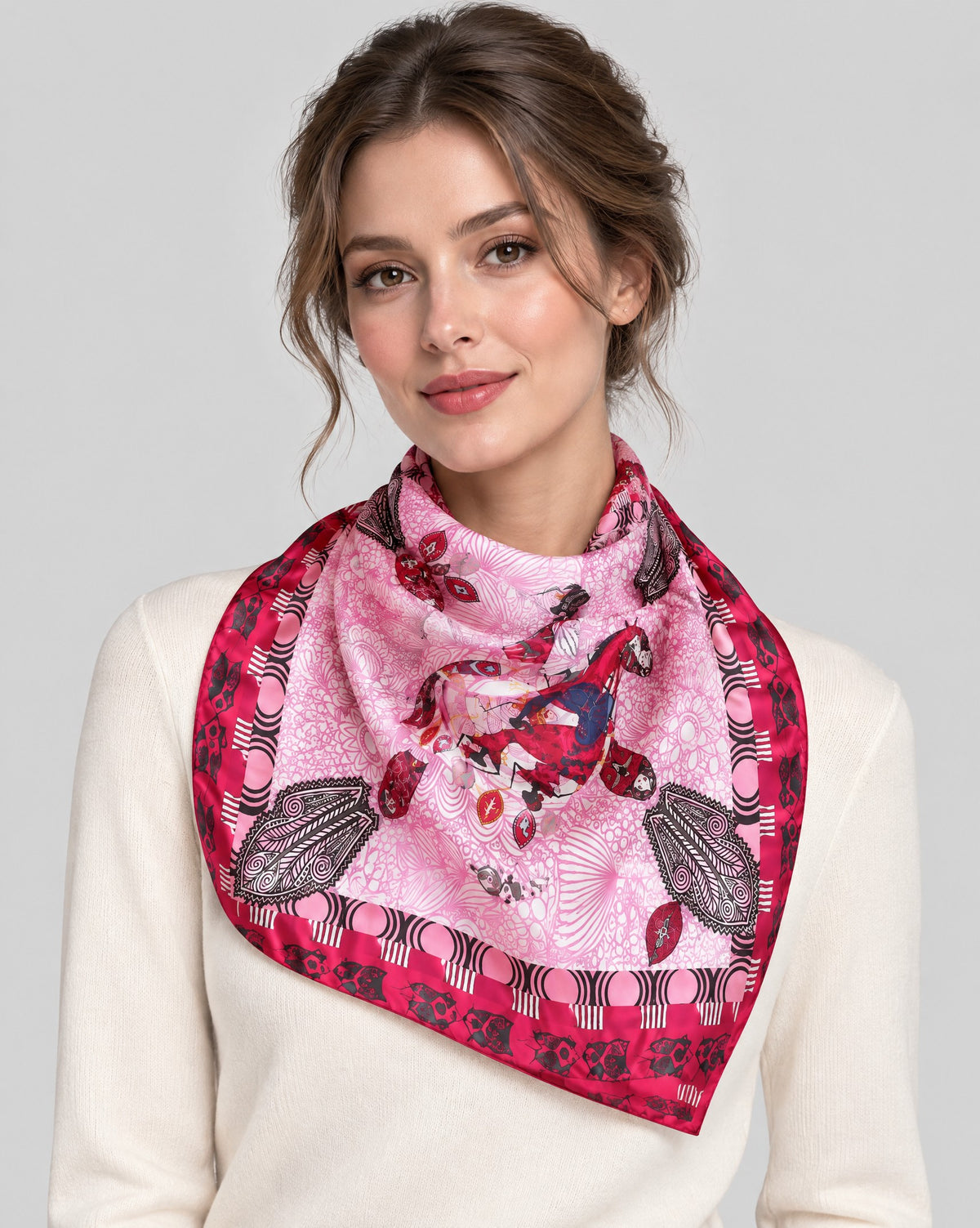 Tribal Print Mulberry Silk Square Scarf – 43 x 43 in