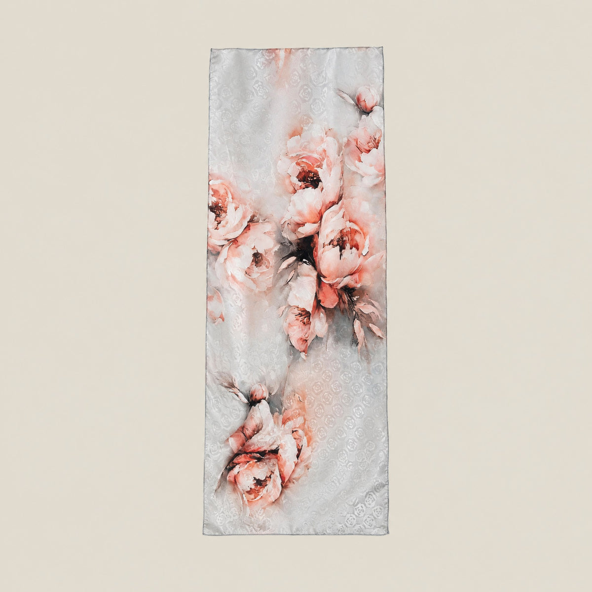 Watercolor rose mulberry silk scarf, 22 x 67 in