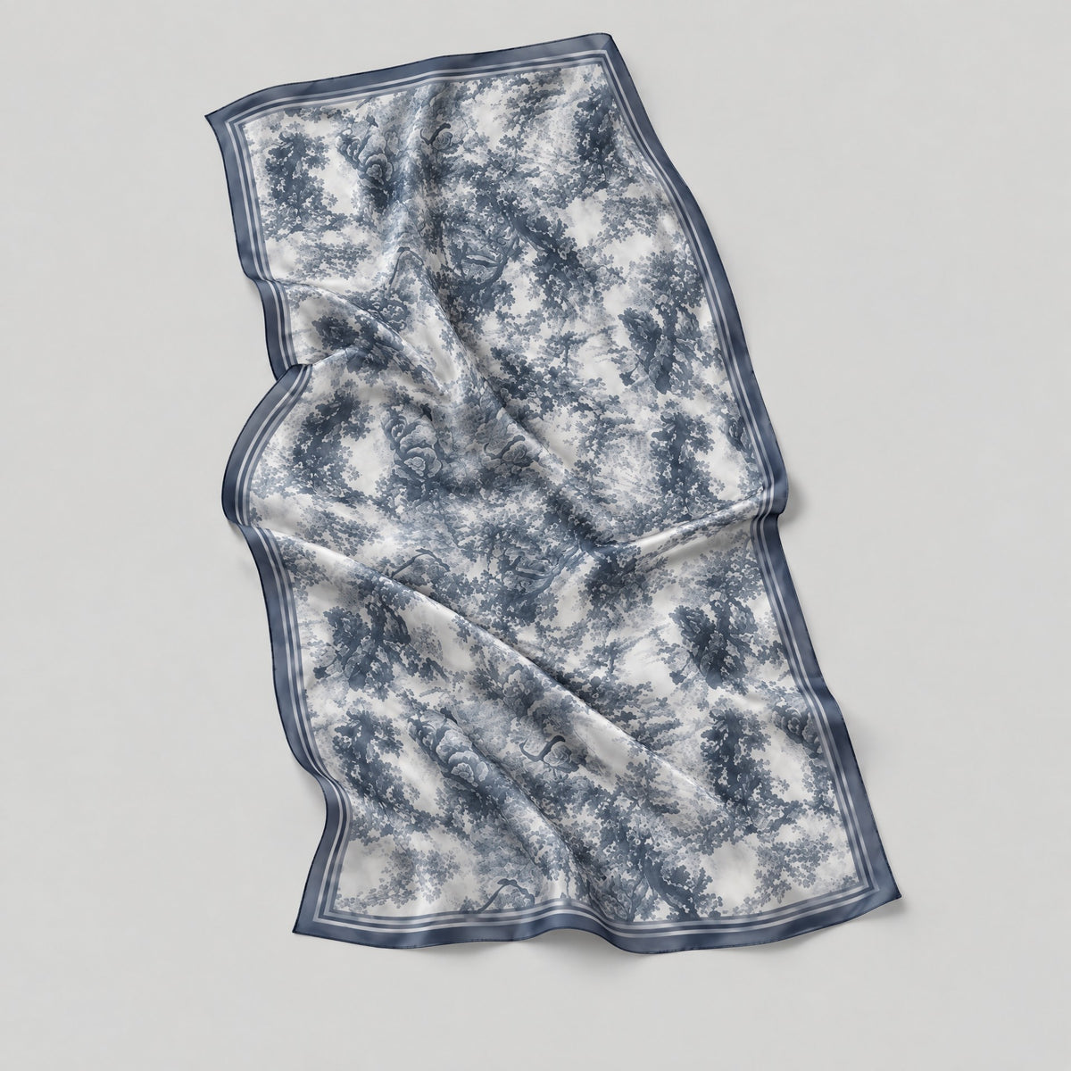 Gray Blue Trees Mulberry Silk Scarf – 69 x 43 in
