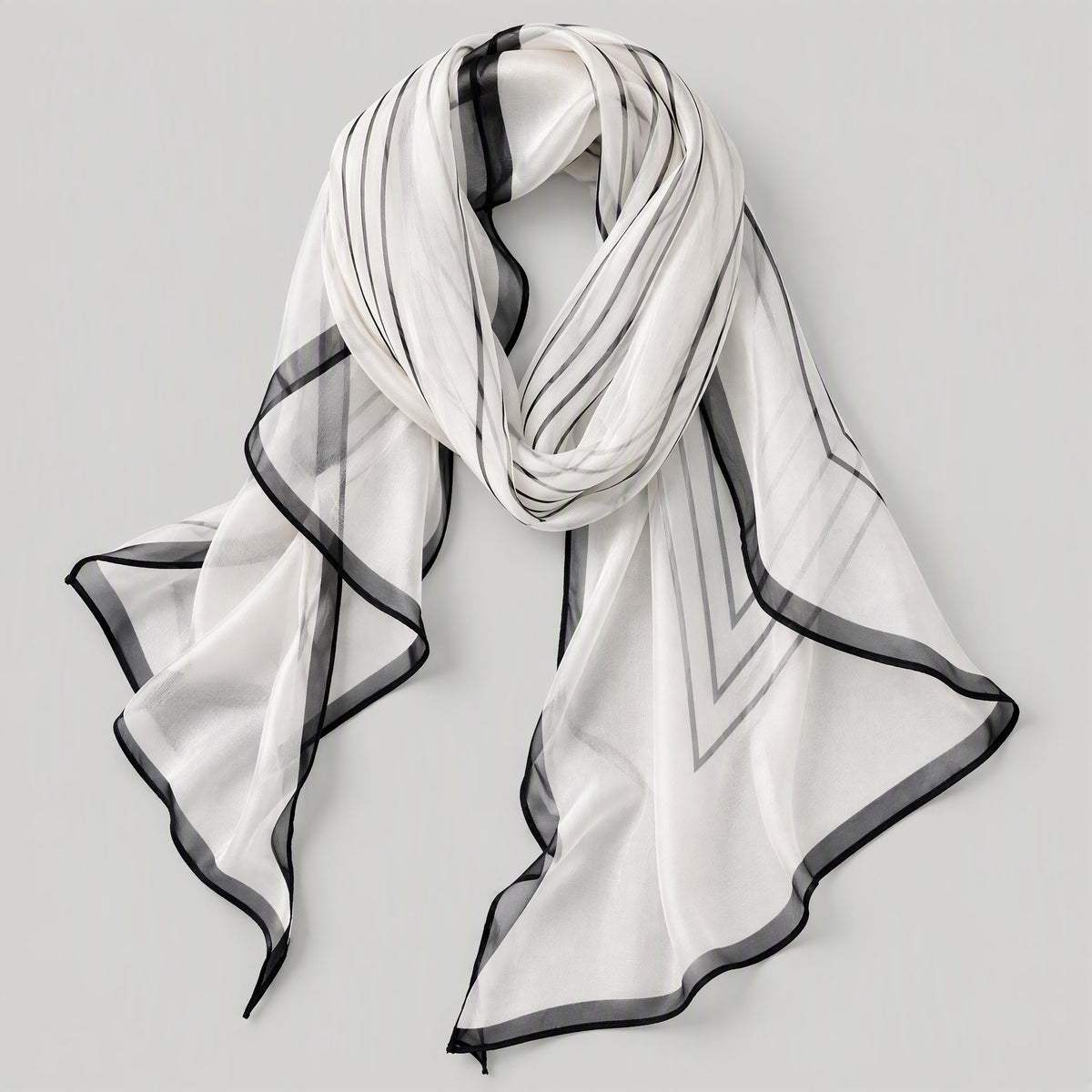 Minimalist Stripe Mulberry Silk Long Scarf – 13 x 63 in