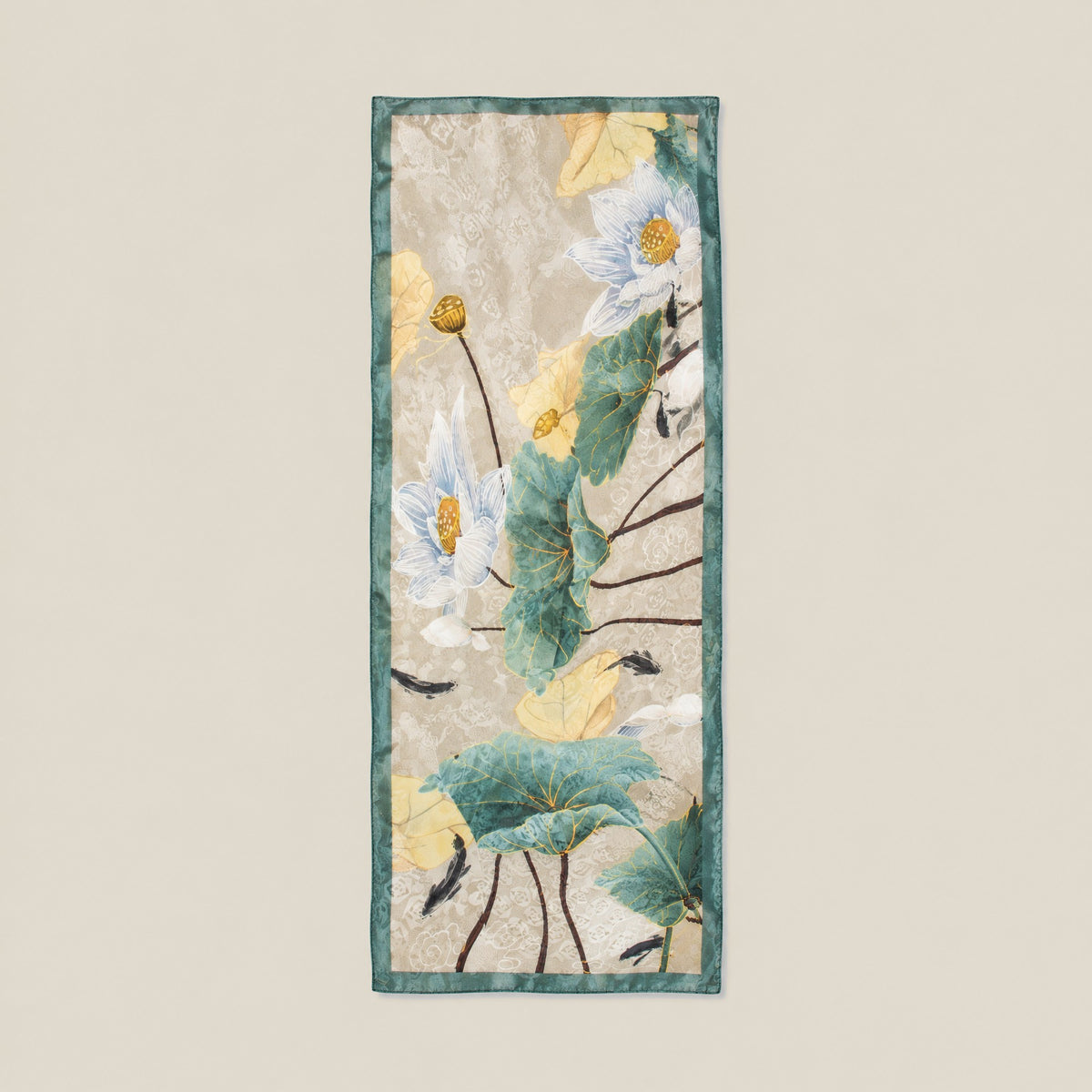 Jade lotus mulberry silk scarf