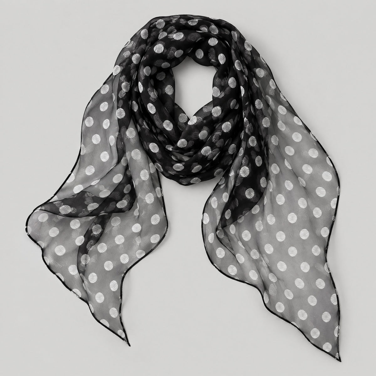 Water Wave Dot Mulberry Silk Long Scarf – 13 x 63 in