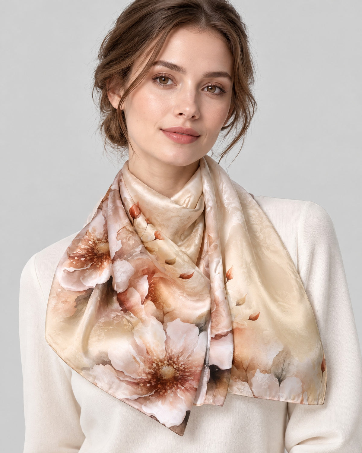 Floral Shadows Jacquard Mulberry Silk Scarf – 21 x 67 in