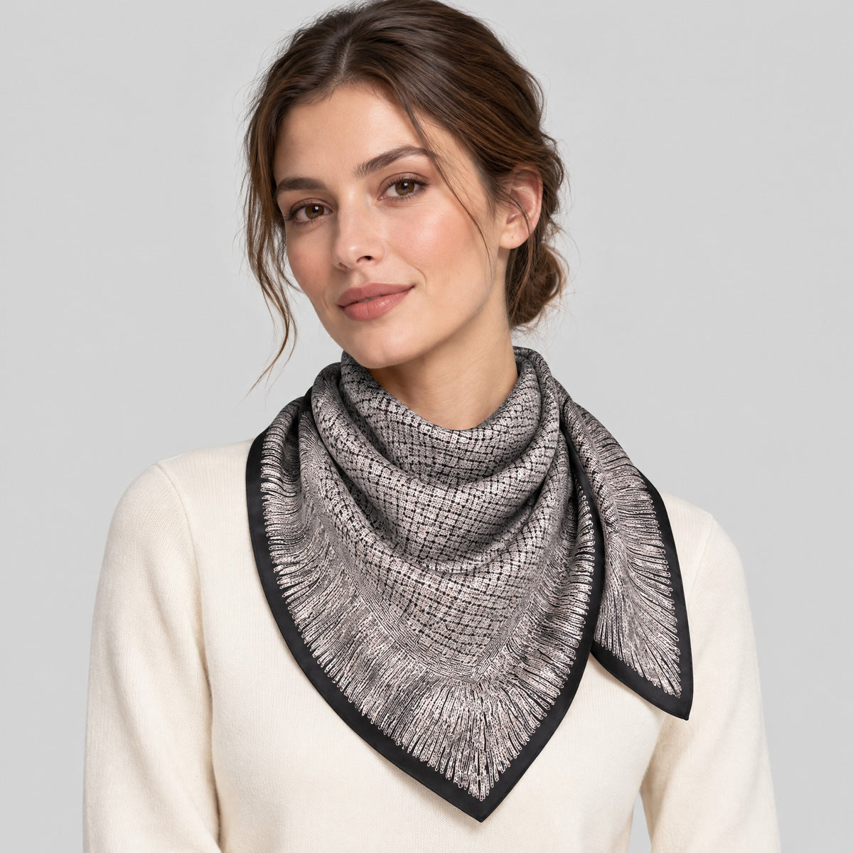 Tweed Weave Mulberry Silk Square Scarf – 26 x 26 in
