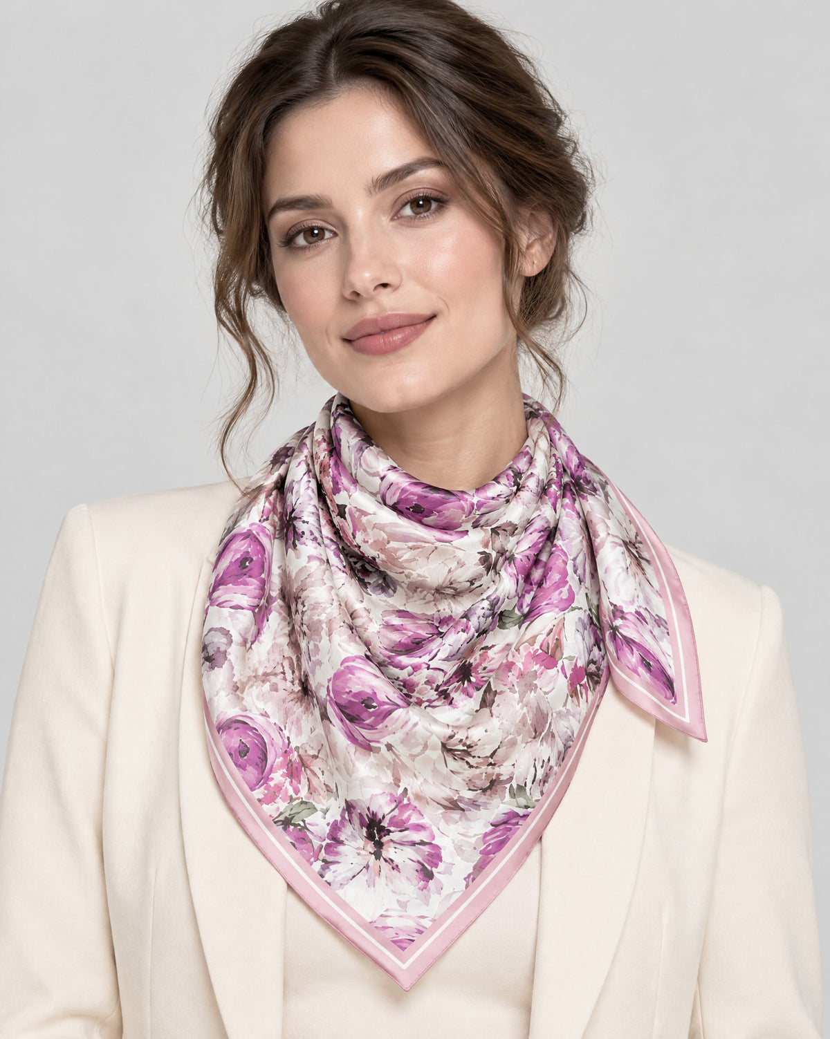 Blooming Mulberry Silk Square Scarf – 21 x 21 in