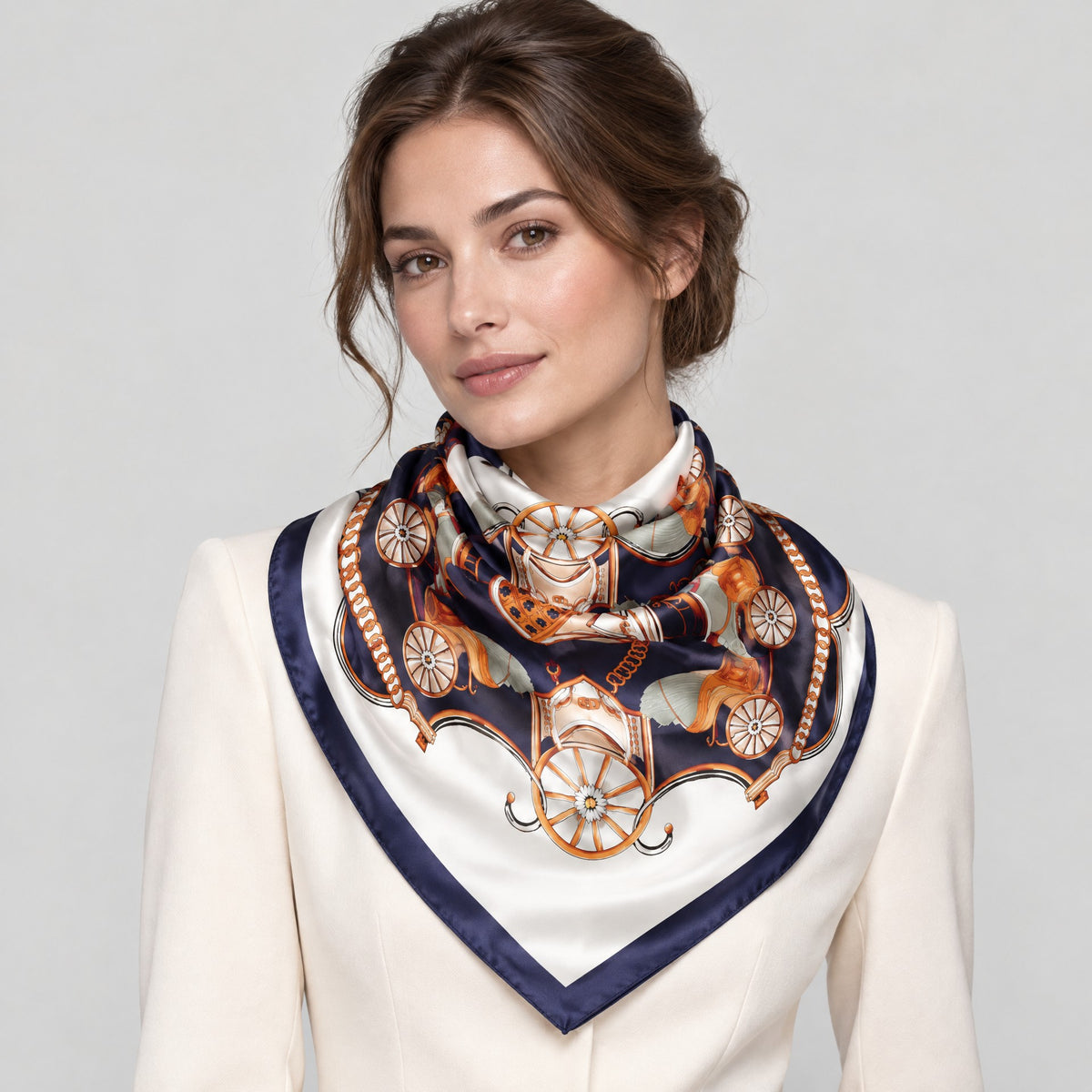 Pumpkin Carriage Mulberry Silk Square Scarf – 43 x 43 in
