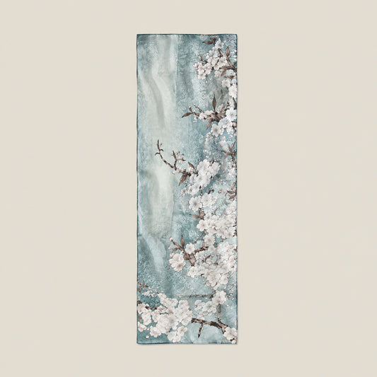 Winter plum mulberry silk scarf, 22 x 67 in