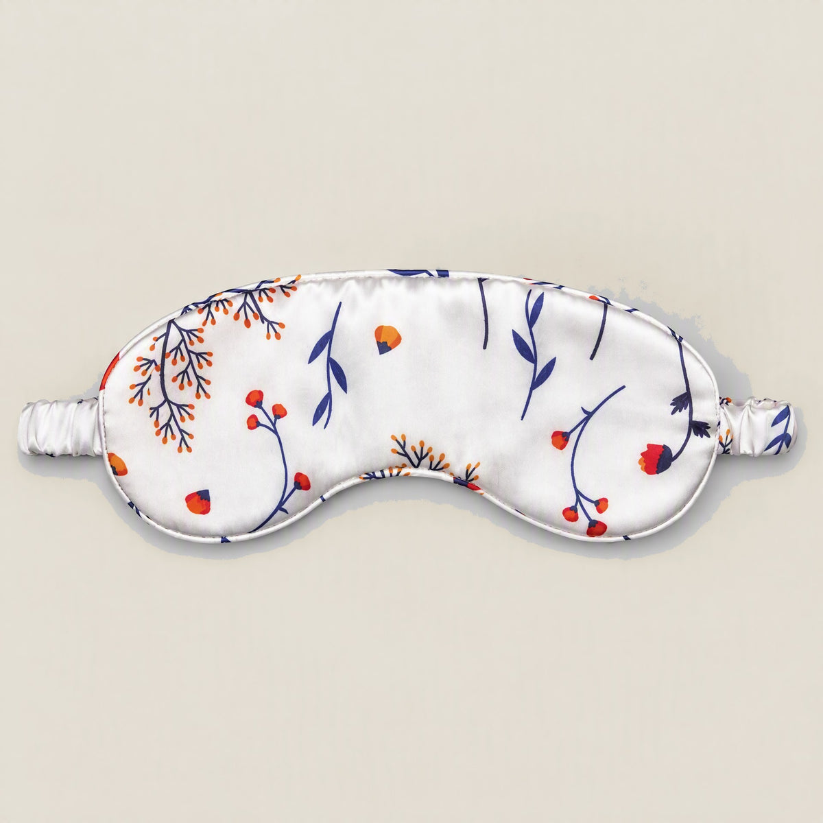 Autumn White Printed Mulberry Silk Sleep Eye Mask
