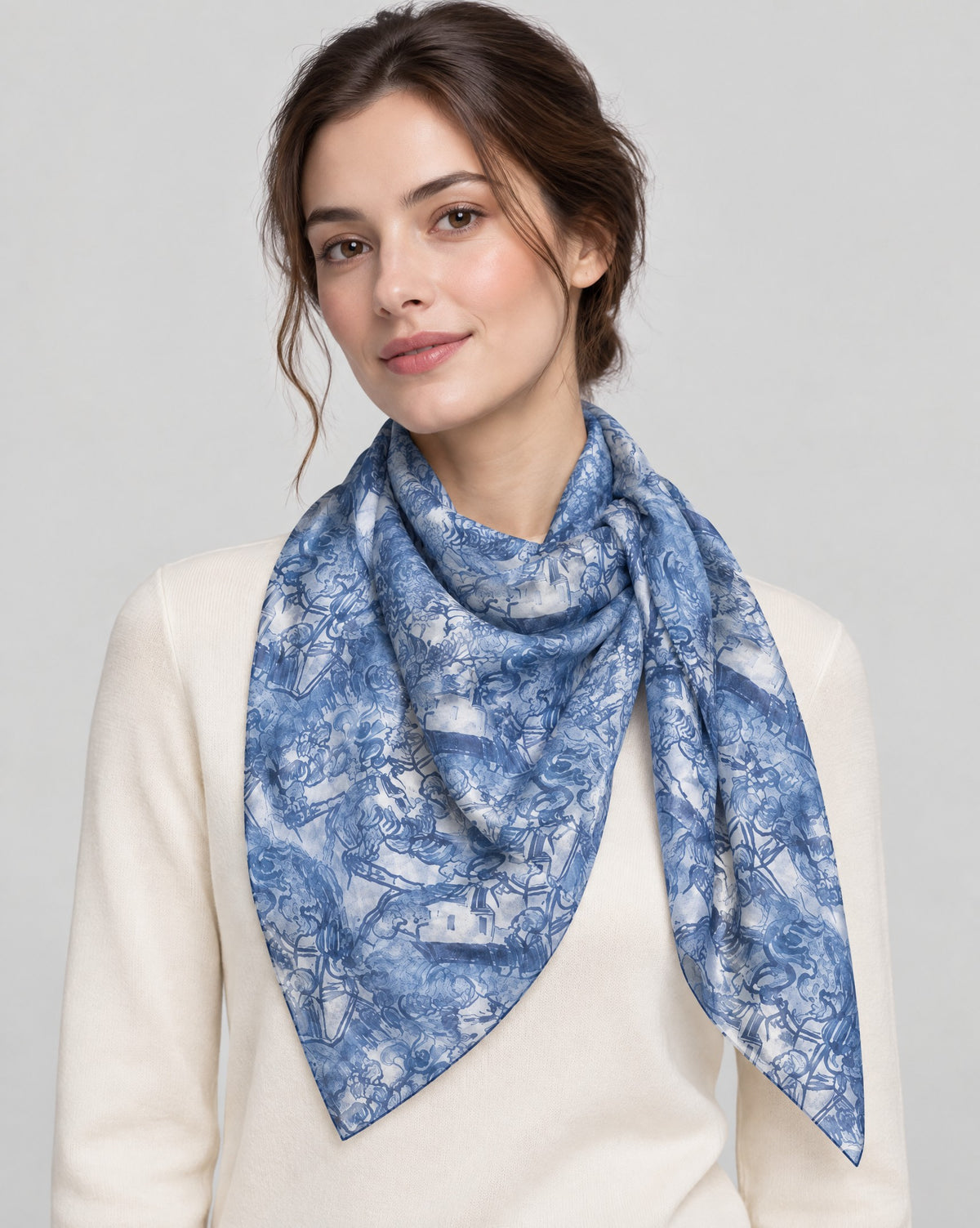Blue Architecture Mulberry Silk Oversized Scarf – 69 x 43 in