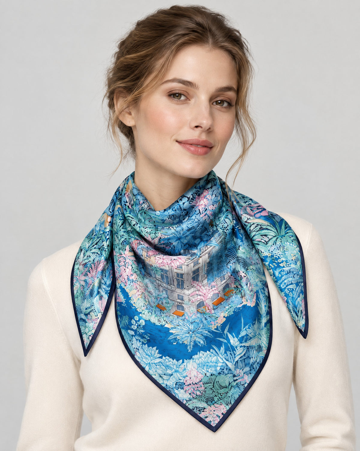 Tropics Mulberry Silk Square Scarf – 34 x 34 in