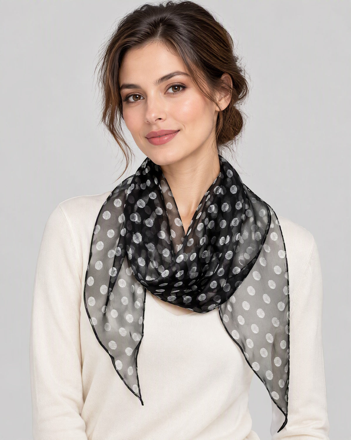 Water Wave Dot Mulberry Silk Long Scarf – 13 x 63 in