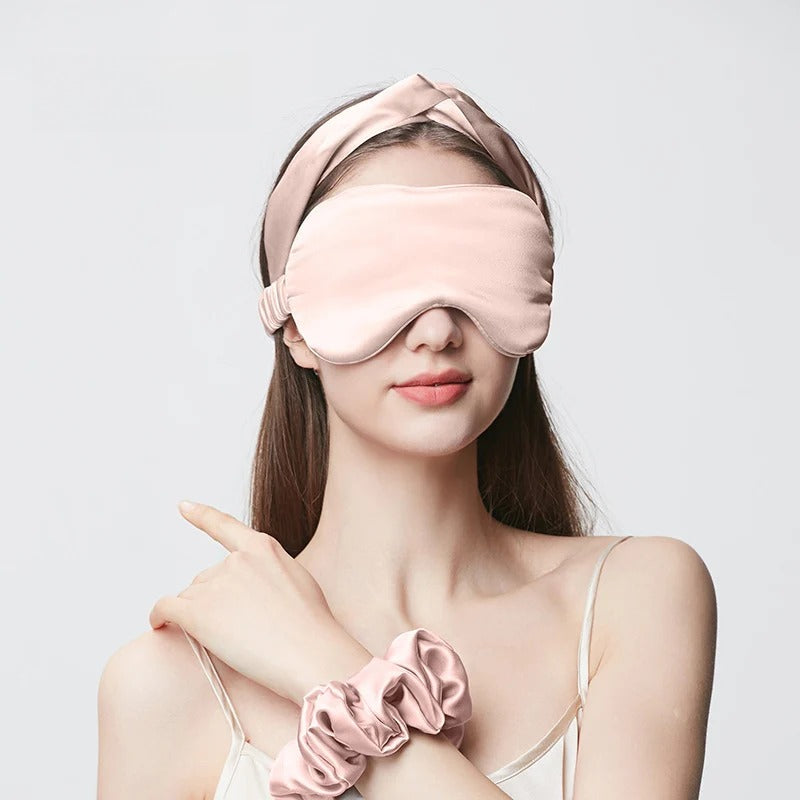 16 Momme Embroidered 100% Mulberry Silk Sleep Eye Mask – Light-Blocking, Breathable for Travel & Sleep