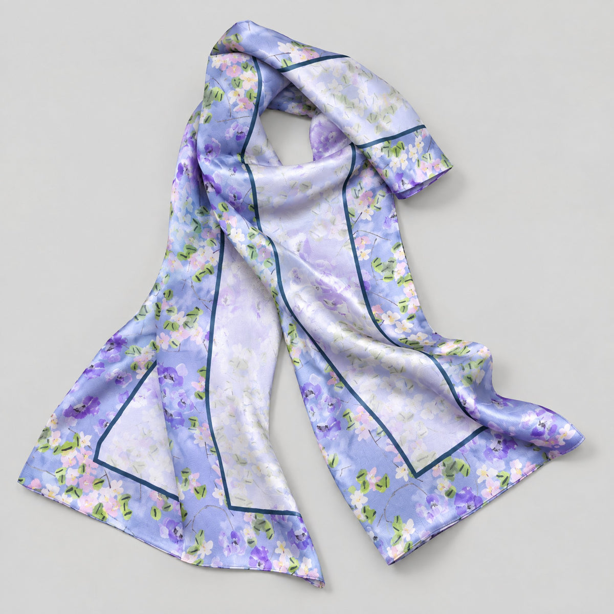 Spring Field Song Slim Mulberry Silk Scarf – 6 x 59 in