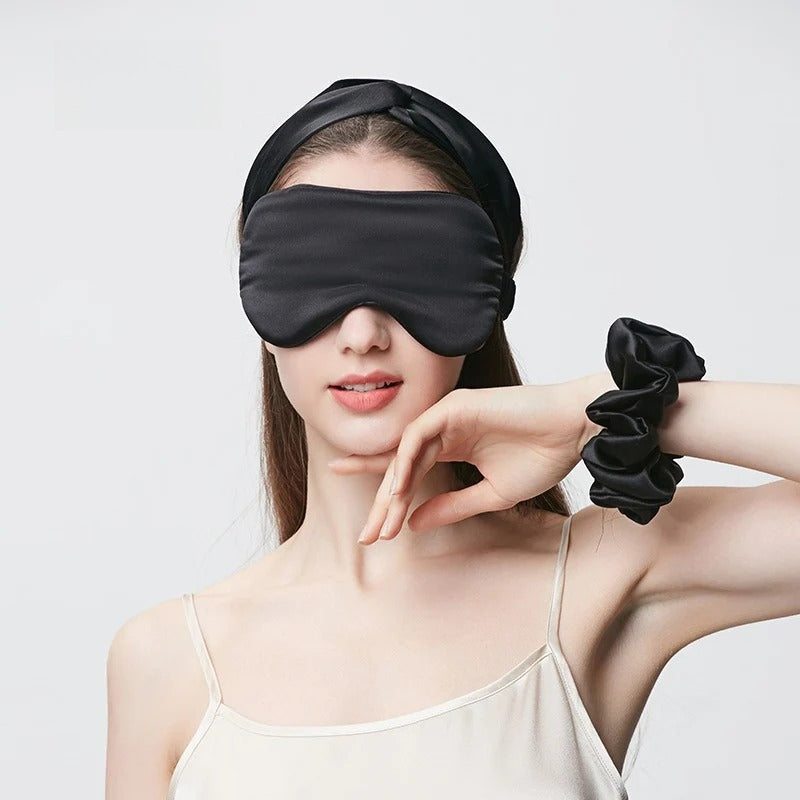 19 Momme Solid 100% Mulberry Silk Sleep Eye Mask – Light-Blocking, Breathable for Travel & Sleep