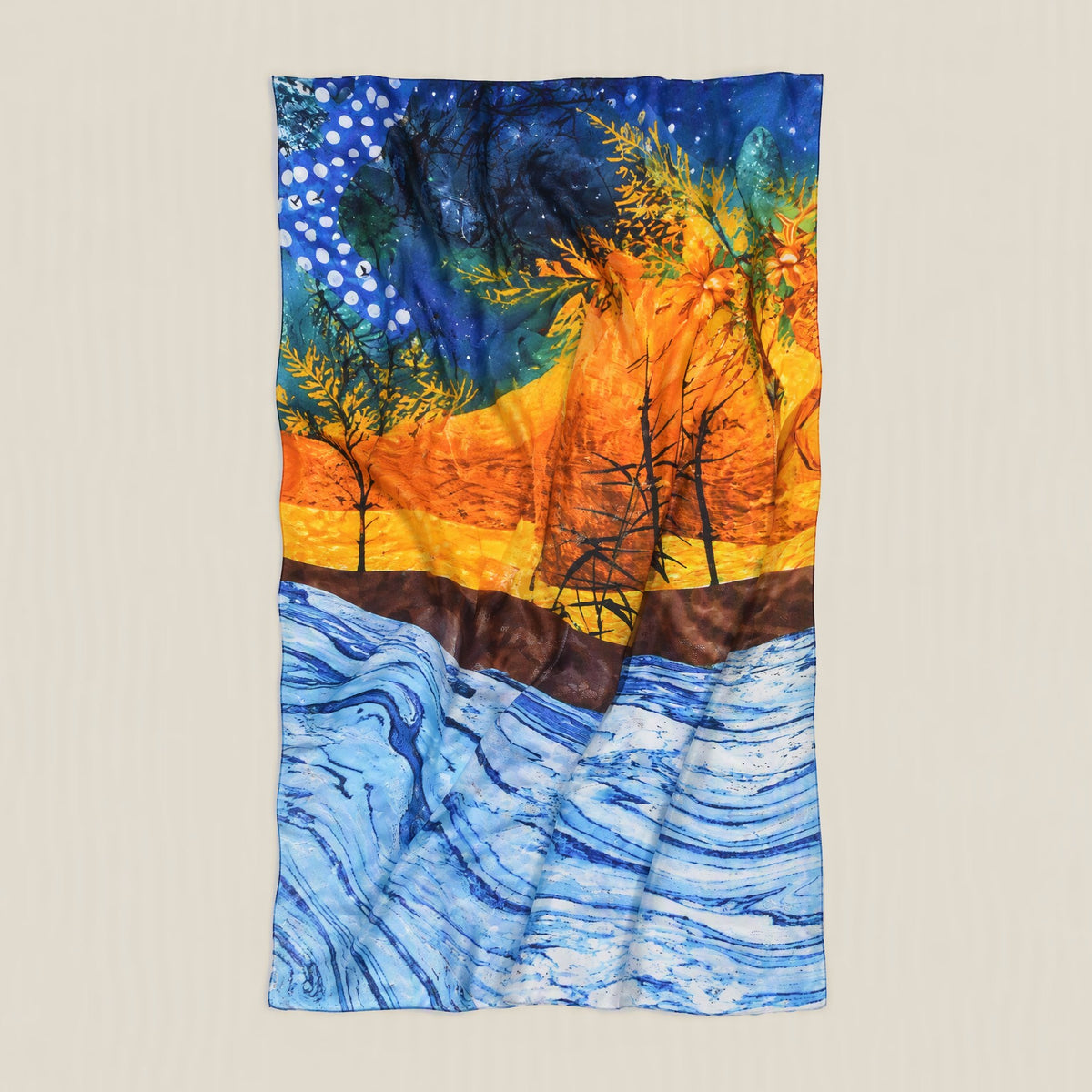 Forest jacquard mulberry silk scarf