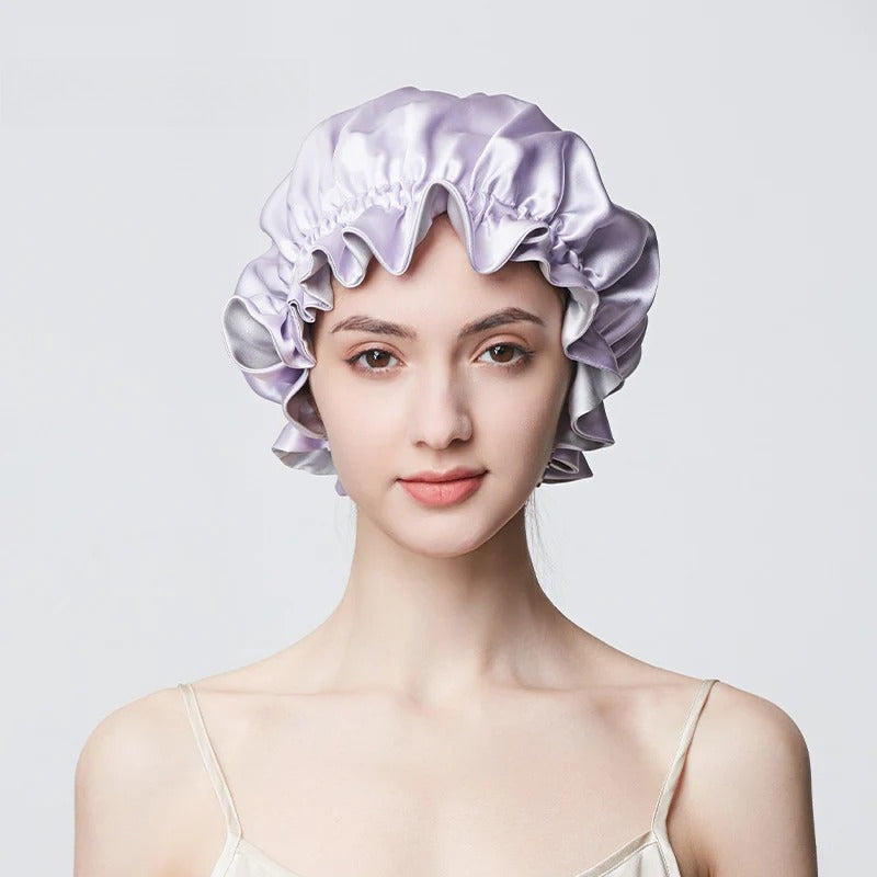 19 Momme 100% Mulberry Silk Sleep Cap – Double-Layer Hair Bonnet for Frizz-Free Hair