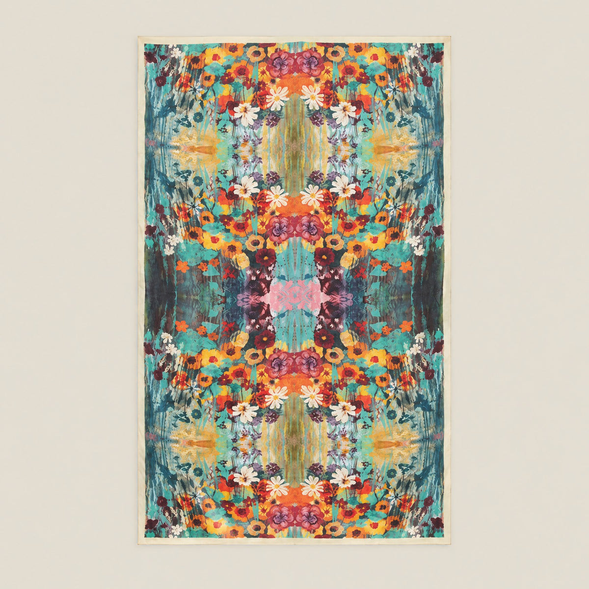 Colorful Tiny Blooms mulberry silk scarf