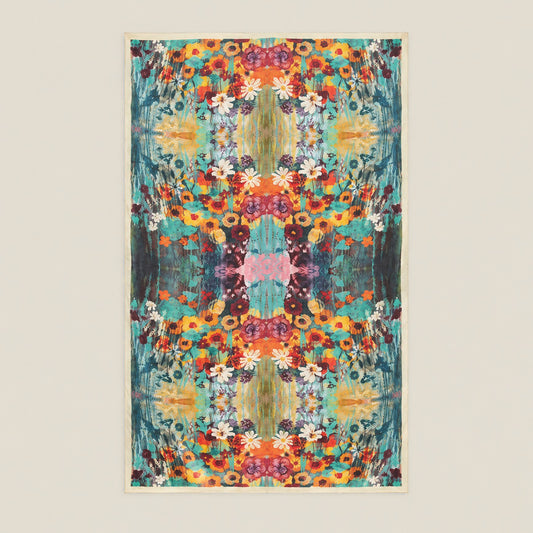 Colorful Tiny Blooms mulberry silk scarf