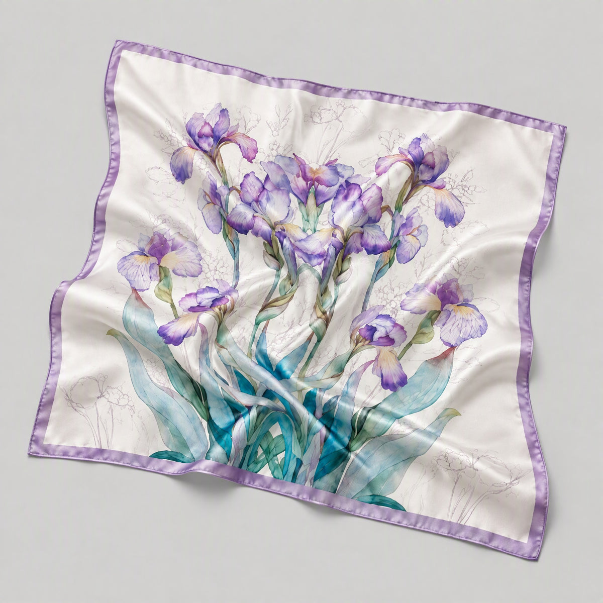 Purple Narcissus Mulberry Silk Square Scarf – 21 x 21 in