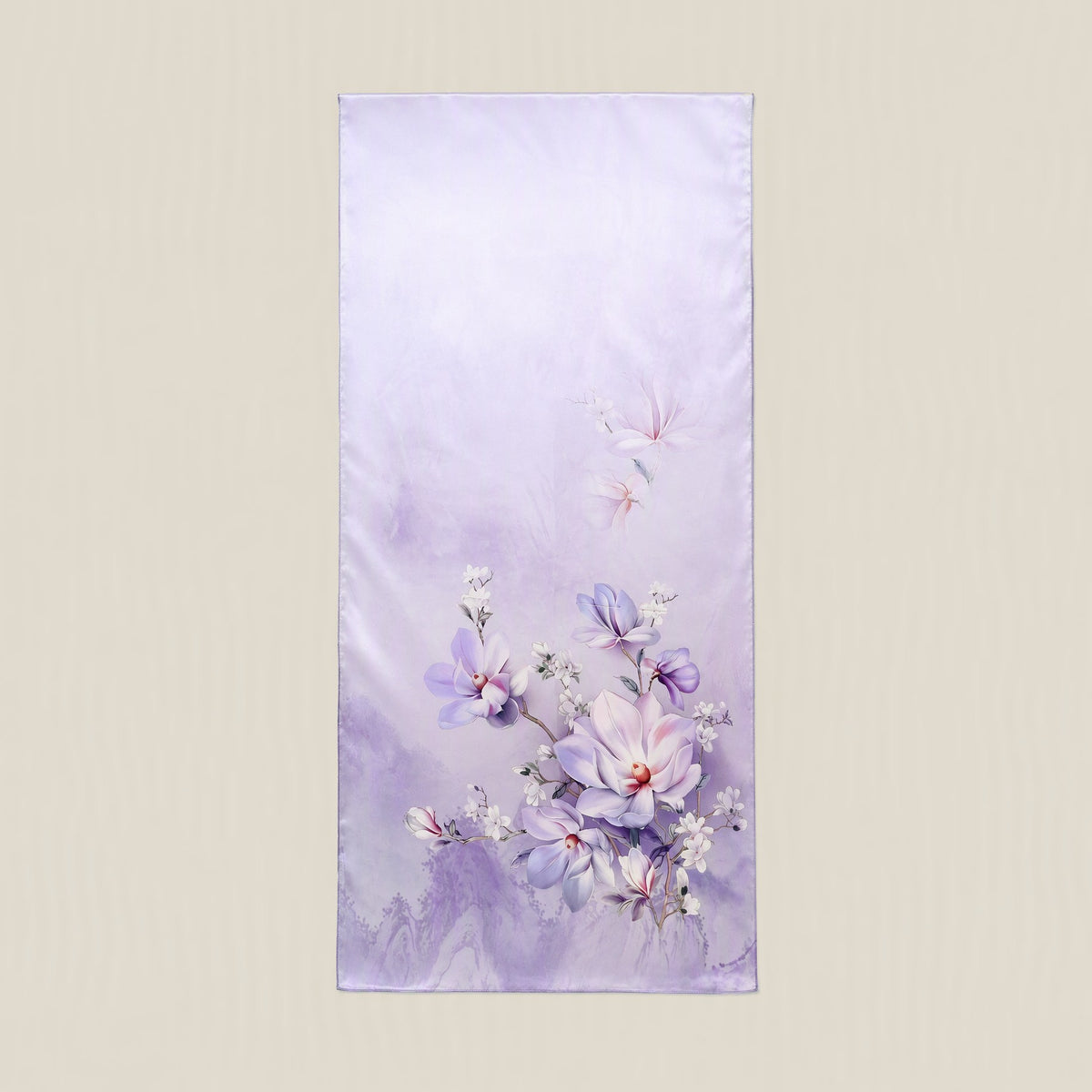 Purple orchid mulberry silk scarf
