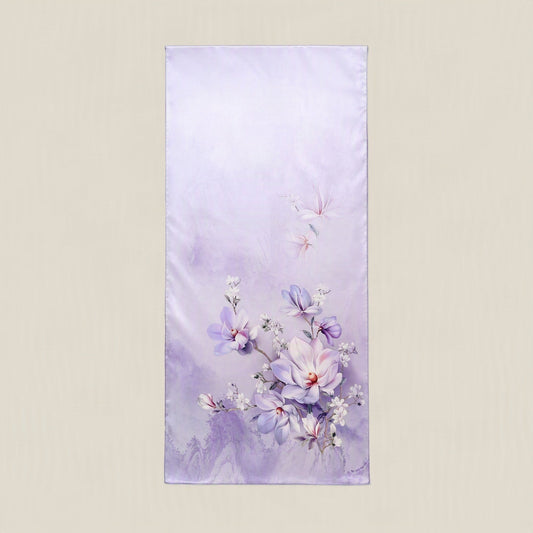 Purple orchid mulberry silk scarf