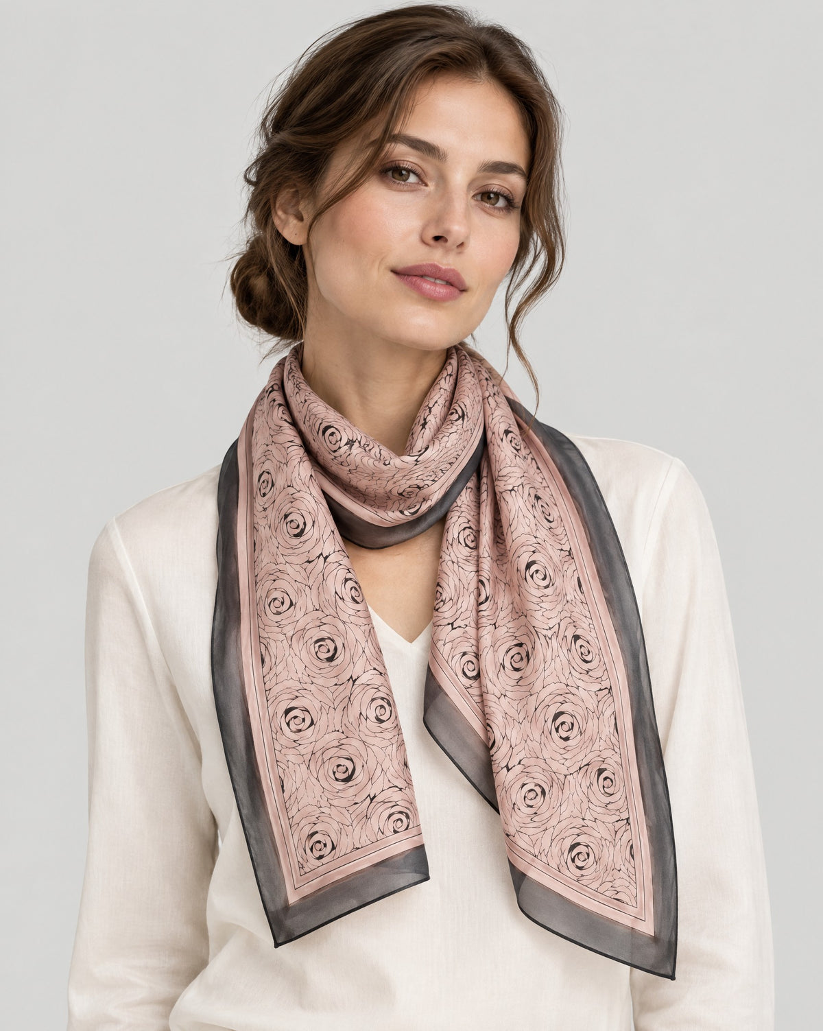 Blush Pink Rose Mulberry Silk Long Scarf – 16.5 x 63 in