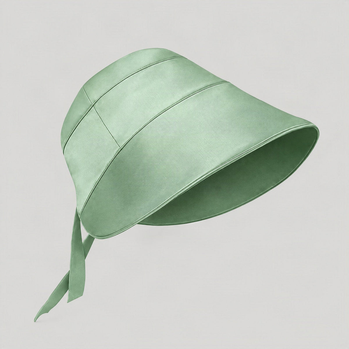 Mint Green Wide-Brim 100% Mulberry Silk Sun Hat – Foldable, UV-Blocking for Outdoor Wear