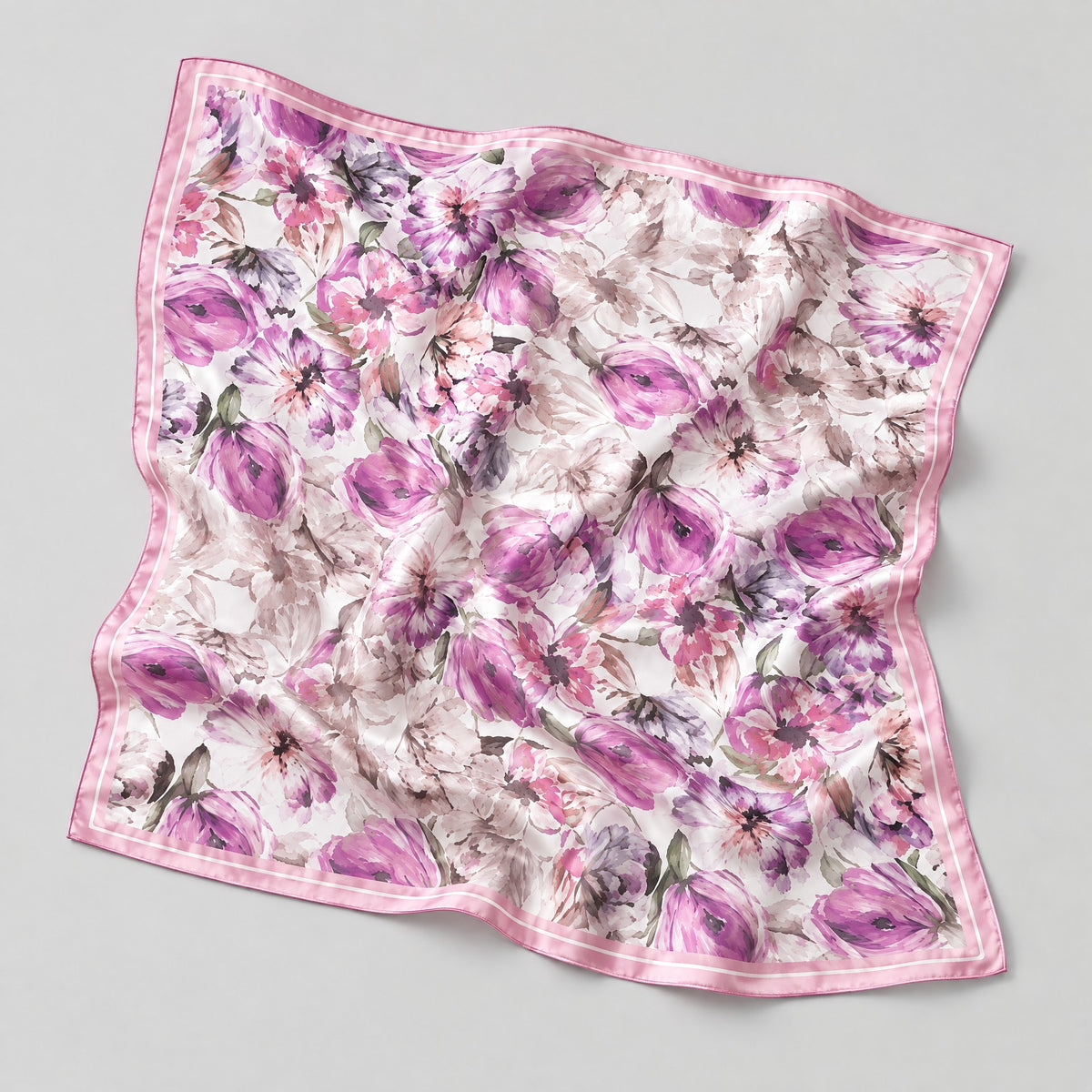 Blooming Mulberry Silk Square Scarf – 21 x 21 in
