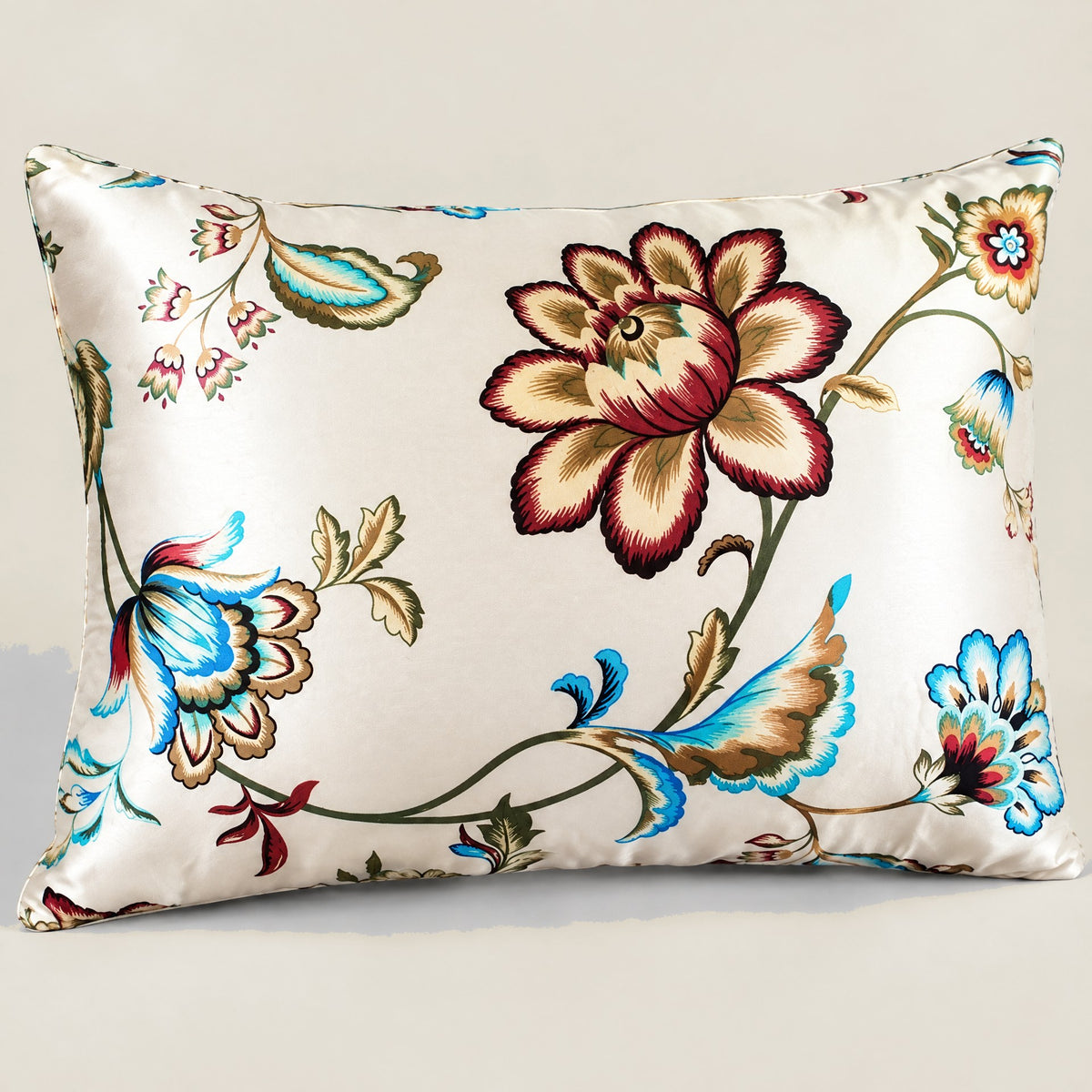 Jacobean Teal Printed Mulberry Silk Pillowcase – 20 x 30 in