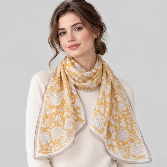 Yellow Dandelion Mulberry Silk Long Scarf – 16.5 x 63 in