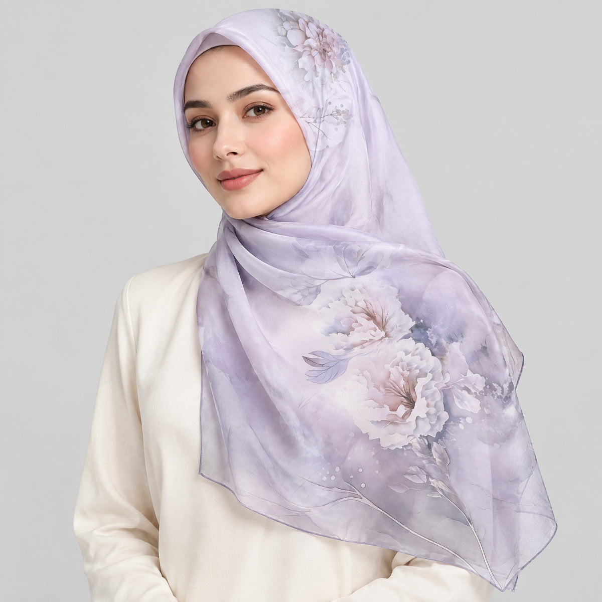 Lilac Mist Mulberry Silk Long Scarf – 22 x 68 in