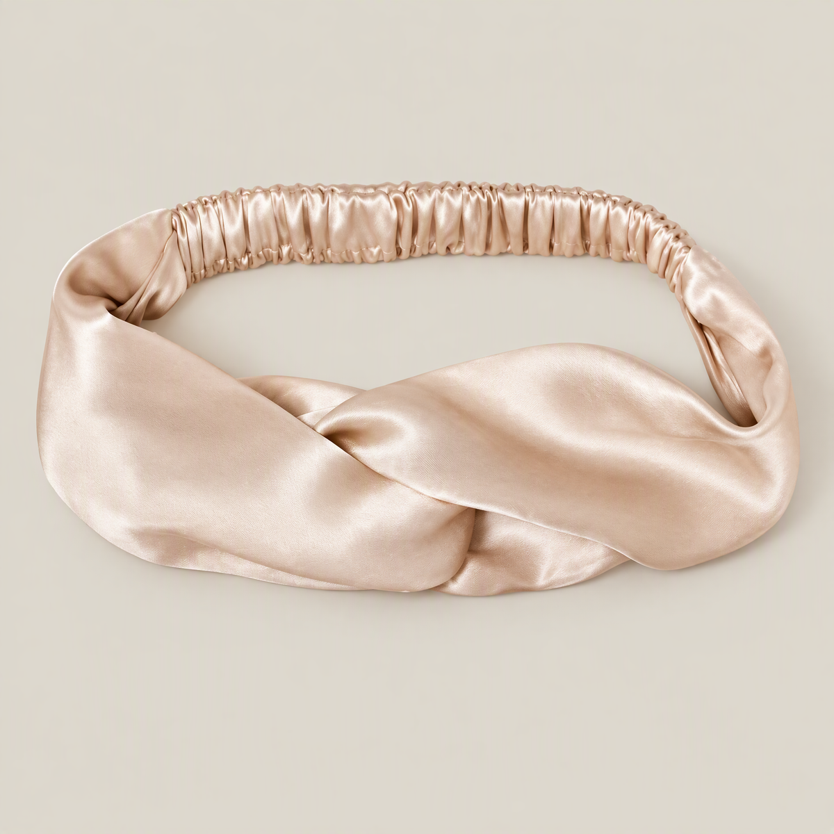 19 Momme Mulberry Silk Headband – Twisted Knot, Wide Hairband laid flat