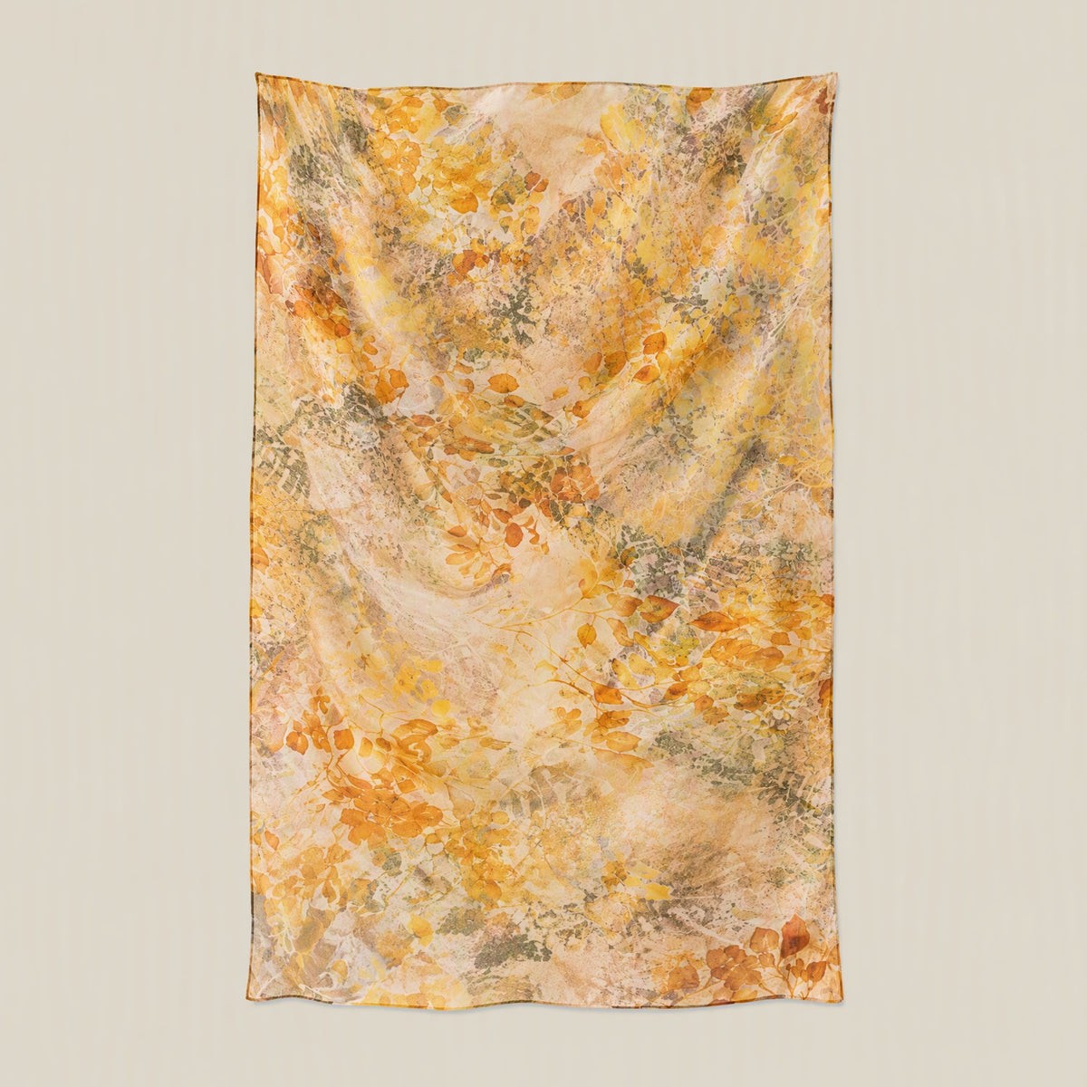Golden branch mulberry silk scarf, 69 x 43 in
