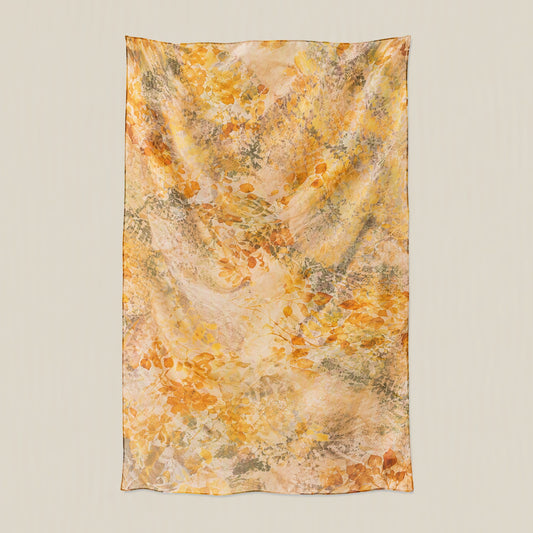 Golden branch mulberry silk scarf, 69 x 43 in